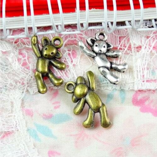 60pcs Charms bear 19x12mm handmade Craft pendant making fit,Vintage Bronze Antique Silver Plated,DIY for necklace