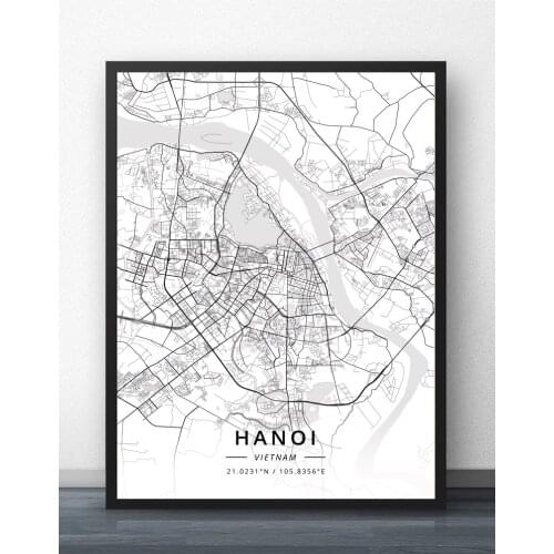 Hanoi Ho Chi Minh City Vietnam Map Poster