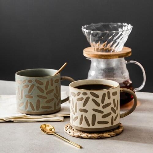 Simple and creative wave dot stoneware cup creative retro kiln change water cup mug ins home couple tea cup ceramic coffee cup
