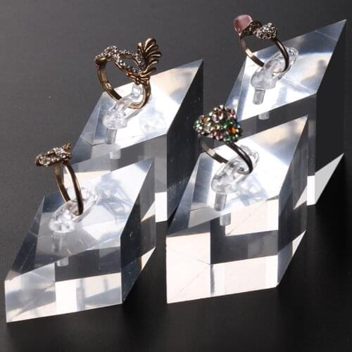 4pcs/set Clear Acrylic Sheet Stamping Block Cosmetics Display Stand Pad Photography Props Ornaments Ring Necklace Jewelry Holder