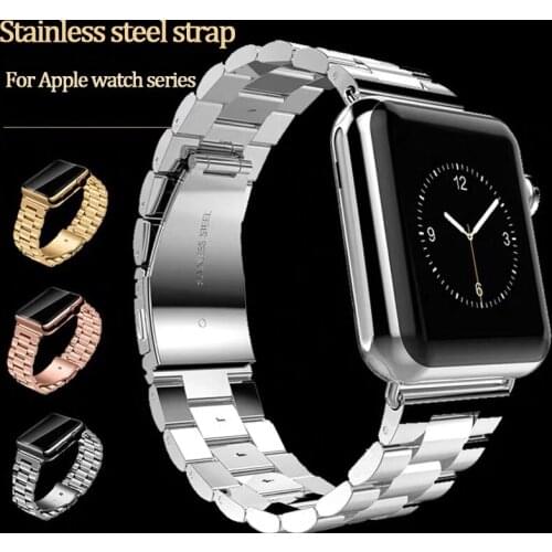 For Apple Watch Series 6 5 4 3 2 Band Strap 40mm 44mm 42mm Black Stainless Steel Bracelet Strap Adapter for iWatch Band 4 3 38mm