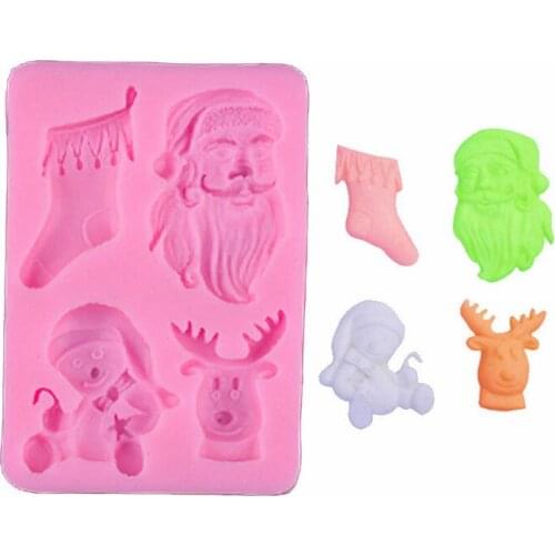 Christmas Elk Snowman Silicone Molds Sugar Craft Fondant Mold Cake Chocolate Moulds Wedding Decoration Mould Decorating Tools