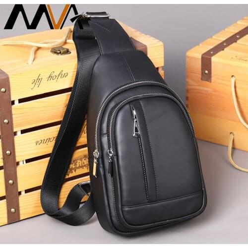 MVA Men One Shoulder Backpack Women Leather Chest Bag Pack Crossbody Casual Outdoor Crossbody Sling Bag Chest Shoulder Backpack
