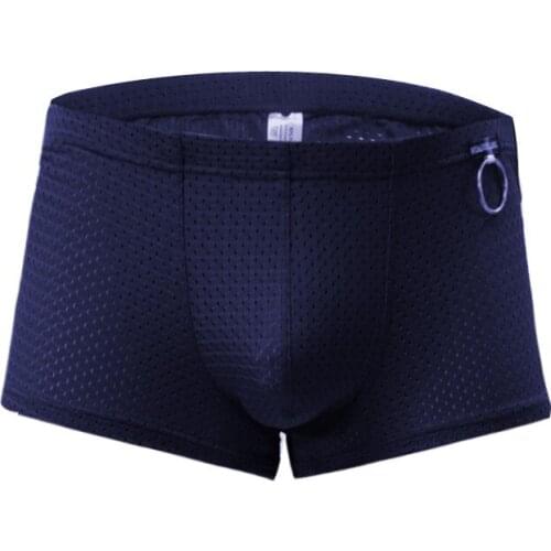 Sexy Underwear Cueca Boxer Men Mesh Shorts Plus Size Solid Mens Clothing Boxers Panties Shorts Sexy Fat Guy