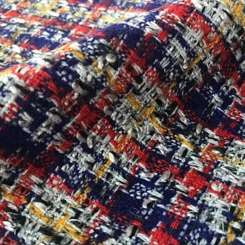 Wool Gold Thread Knitted Mink Velvet Small Fragrance Style Plaid Fabric for Sewing Material Fabrics Per Meter Home Textile