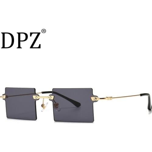 New retro mens trendy square frameless cut-edge sunglasses personality ocean film woman street shooting wild sunglasses