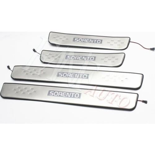 Stainless Steel Led Door Sill Scuff Plate Guard Sills Protector Trim For KIA Sorento 2015-2020