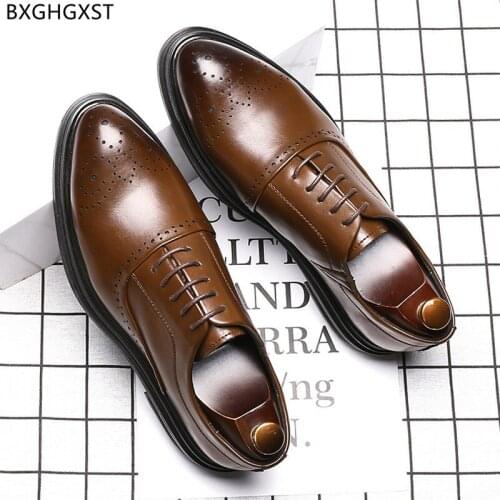 Black Brogue Shoes Men Oxford Elegant Shoes for Men 2021 Formal Mens Wedding Dress Shoes Chaussure Homme Zapatos Hombre Sapato