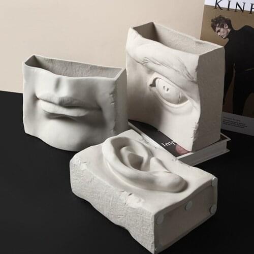 Ear Eye Mouth Shaped Ceramic Dried Flowers Vase Decoration Home Adornment Living Room Desktop Flower Arrangement Ornaments