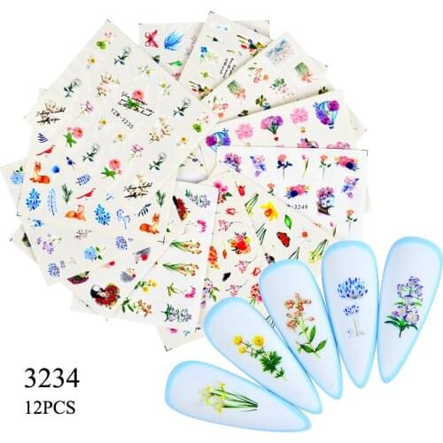 A Lot /Set Simple Flower Lace Nail Set Black Gold Line Nail Art Water Nail Stickers Foil For Manicure Stickers Nail Supplies