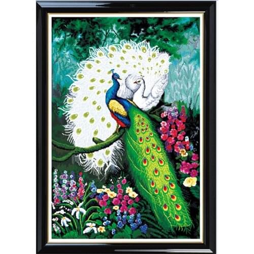 Cross-stitch sets sale Diy Needlework embroidery Two-color peacock 90x128cm Home decoration Precision printing