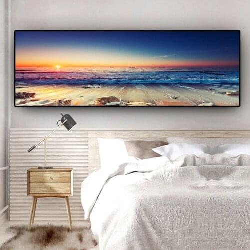 Sunsets Natural Sea Beach Coconut Palm Panorama Landscape Cuadros Canvas Painting Posters and Prints Wall Art Picture Home Decor