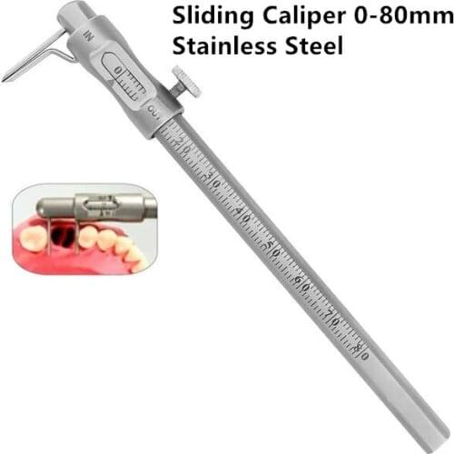 2Pcs/lot Dental Orthodontic Bone Extrusion Measuring Ruler Sliding Caliper 0-80mm Implant Gauge Measuring Caliper
