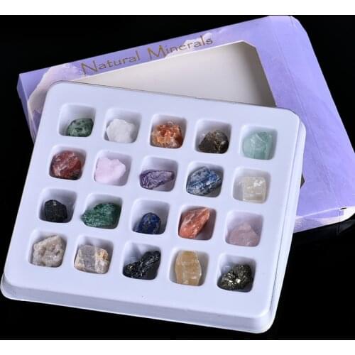 20 in 1 set natural rock crystal mineral jewelry home decoration Mysterious ore collection decoration DIY gift free shipping