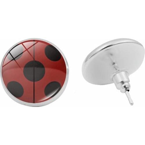 2020 New Fashion Ladybug Insect Cartoon Glass Stud Earrings Cute Ladybug Jewelry No Pierced Earrings Women for Gifts