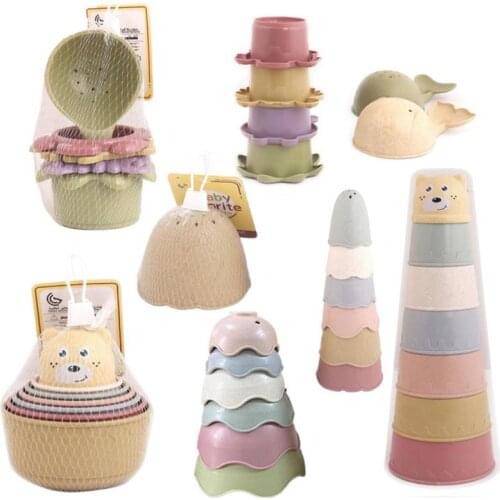 2021 Childrens Educational And Interesting Wheat Stalk Hourglass Stacking Cups Science And Education Bath Juguetes Baby Toy