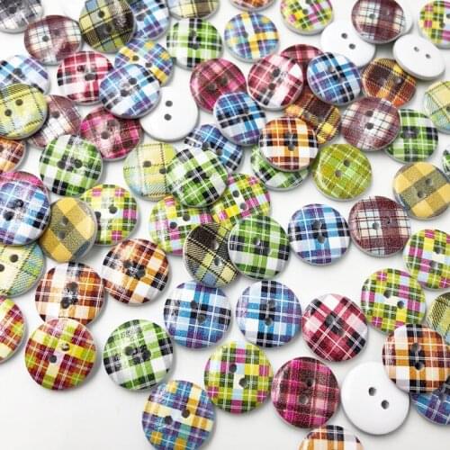 30/50/100Pcs Mix Lots Grid Wood Buttons Sewing Kids Craft Scrapbooking WB618