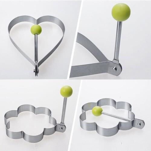 4Pcs/set Stainless Steel Omelette Egg Frying Mold Love Flower Round Star Molds