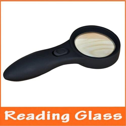 4x Elderly LED Lighted Reading Glass Handheld Magnifier with Lamps Illuminated Magnifying Glass Loupe with Money Detector