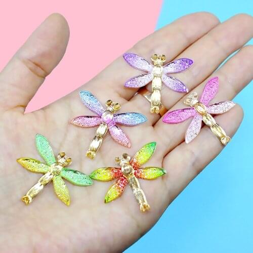 Free Shipping 10pcs Colorful Dragonfly Resin Cabochons DIY Jewelry Accessories Material Embellishments Scrapbooking 32*27*4mm