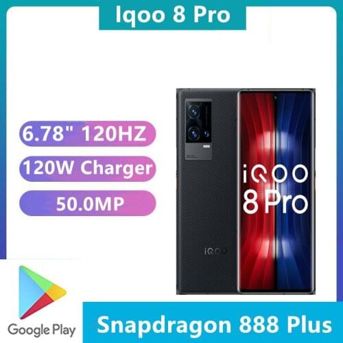 DHL Fast Delivery Vivo Iqoo 8 Pro 5G Cell Phone 120W Charger 4500mAh 6.78" 120HZ E5 Screen 3200X1440 Snapdragon 888 Plus 50MP