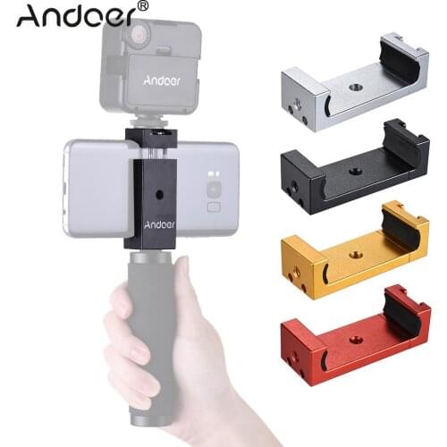 Andoer Phone Tripod Mount Adapter Bracket Holder Clip with Cold Shoe for iPhone X 8 7 6s 6 5 plus for Samsung Sony Smartphone