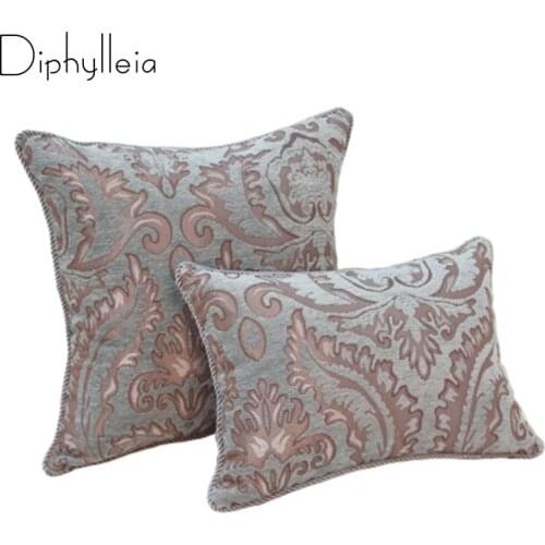 Diphylleia Classic European Style Cushion Cover Double Faced Flocking Blue Green Sofa Backrest Pillow Case Luxury Coussins