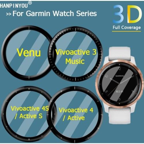 For Garmin Vivoactive 4 4S 3 Venu 2 2S Active S Full Cover 3D Curved Plating Soft PMMA PET Film Screen Protector -Not Glass