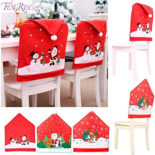 FENGRISE Santa Claus Chair Cover Christmas Decoration For Home Christmas Table Decor 2021 Navidad Xmas Gift Ornament Party Decor