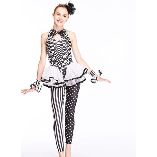 Jazz Gymnastics Leotard Female Adult Tight-Fitting Jumpsuit Clown Hip Hop Street Dance Costume Kids Children Modern Wear DN6443