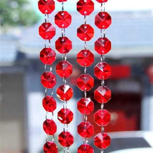 1meter 14mm Different Color Crystal Glass Garland Strand With Chrome Rings Wedding Christmas Party Event Decoration