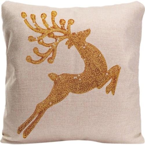 Cotton Linen Golden Reindeer Throw Pillow Case Decorative Cushion Cover Pillowcase Customize Gift By Lvsure For Car Sofa Seat