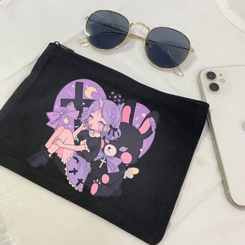 Japanese anime canvas bag casual kawaii coin purse casual wallet fashion Mini women bag sundries bag Harajuku sweet y2k hangbag