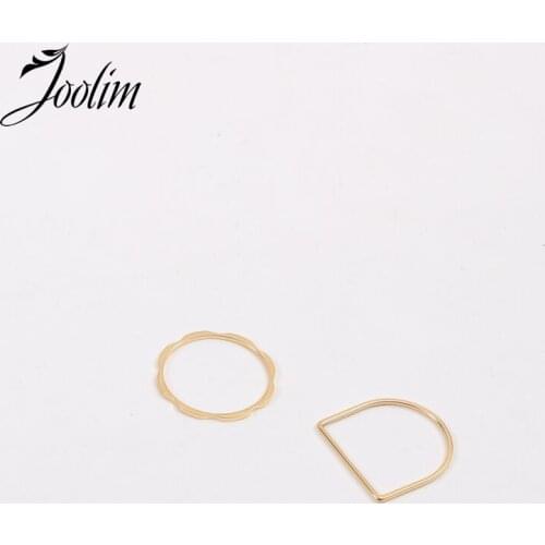 Joolim High End 18K Gold PVD Symple Letter D&Wintersweet Style Rings for Women Stainless Steel Jewelry Wholesale