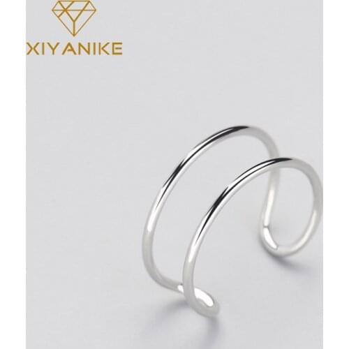 XIYANIKE Prevent Allergy 925 Sterling Silver Opening Rings Minimalist Geometric Double-layer Thin Line Party Jewelry Gift
