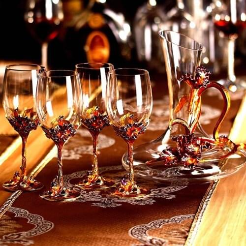 European Creative Wine Cup Decanter Gift Set Luxury Gold Retro Goblet Crystal Cup Champagne Glasses Cups Wedding Party Drinkware