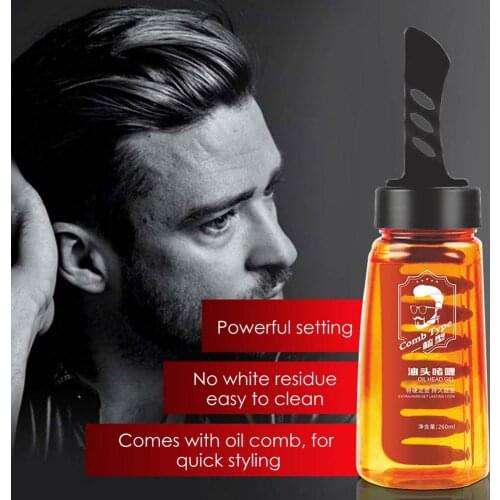 2 In 1 Oil Head Hair Cream With Wide Tooth Comb Back Hair Styling Cream For Men Hair Styling Gel Hair Wax Styling Fluffy Comb