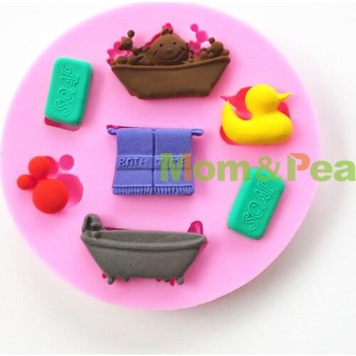 Mom&Pea 0697 Free Shipping Bathing Related Shaped Silicone Mold Cake Decoration Fondant Cake 3D Mold