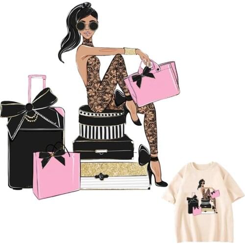 Queen Of Fashion Patches For Clothes DIY Washable Woman T-Shirt Heat Transfer Thermal Stickers Beautiful Girl Iron On Appliqued