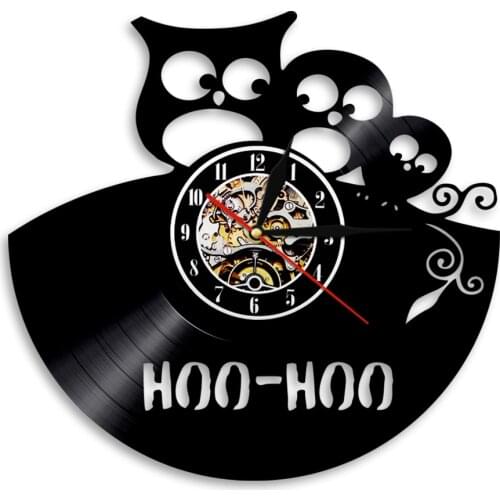 Owl Baby Family Hoo-Hoo Vinyl Record Wall Clock Modern Design Home Decor Owls Lovers Animal Clock Hanging Watch Home Decor