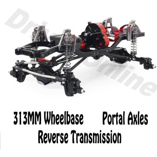 New 313mm 12.3" Wheelbase Reverse Transmission Aluminum Portal Axle 1/10 RC Rock Crawler All Metal Chassis Builders Kit