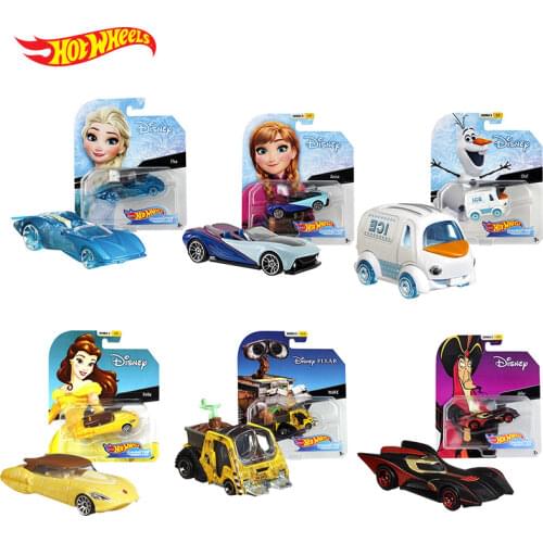 Original Hot Wheels Disney Frozen Mickey Mouse Mini Sports Car Collection Toys for Children Adults Birthday Christmas Gifts