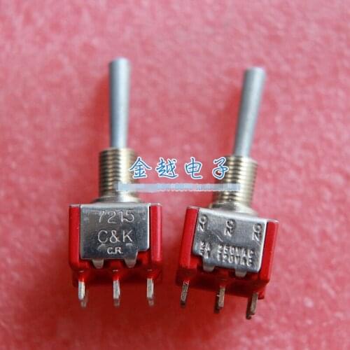 Original new 100% 7215L2HZQES 7215 6pin 2 gear reset switch toggle switch perforated foot 2A250VAC 5A125VAC
