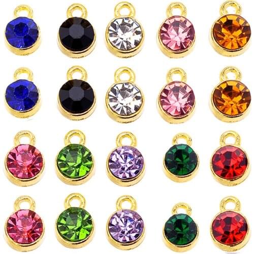 Peixin 20Pcs/Set New Womens Colorful Birthstone Gift Jewelry Accessories Wholesale DIY Bracelet Necklace Jewelry Making Charm