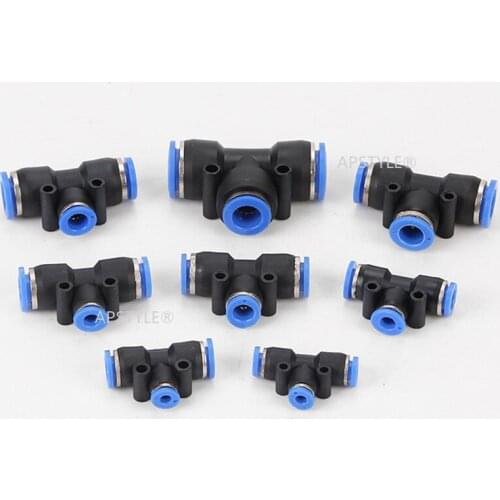 PQB Tee Pneumatic Quick Fittings Connector 4mm 6mm 8mm 10mm 12mm 16mm Change Diameter Joint Quick Couplings Air Compressor