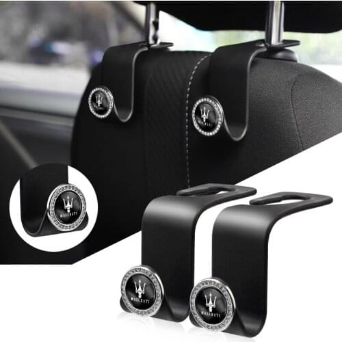 A Pair Portable Car Seat Back Hooks Hanging Bag Rack Accessories For Maserati Ghibli President Levante MC20 MC12 GranCabrio Gran