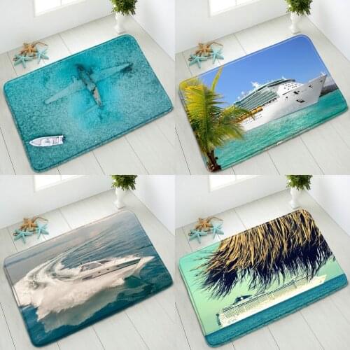 Ship Non-slip Bath Mat Ocean Steamer Natural Scenery Bathroom Floor Mats Indoor Doormat Washable Foot Pad Absorbent Home Carpet