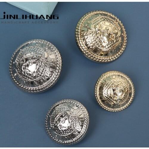 5pcs Gold Silver Metal Sweater Buttons Wrinkle Sewing Shank Buckle For Cloth Decorative Coat Bag Garment Blazer Accessory DIY