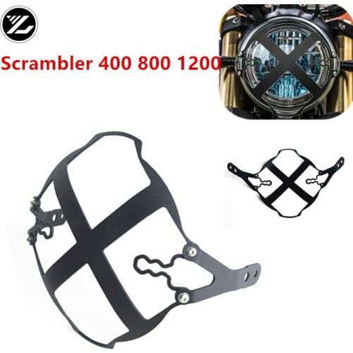 YALN Headlight Grille Guard Head Lamp Protector Cover CNC Aluminum Black for DUCATI Scrambler 400 800 1200
