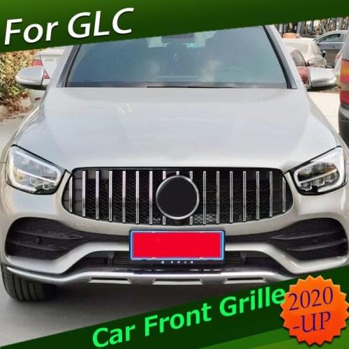Front Bumper racing Grille For benz GLC X253 2020 grill GLC260 GLC200 GLC300 ABS Grills Black Silver